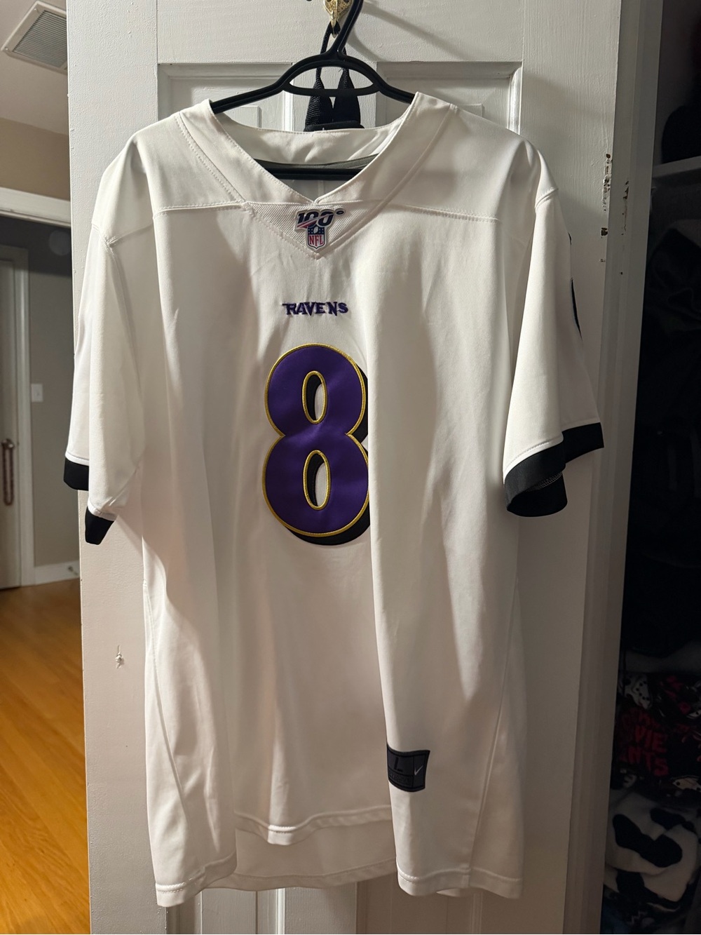 Nike White Baltimore Ravens Jackson #8 Football Jersey - Picture 2 of 5